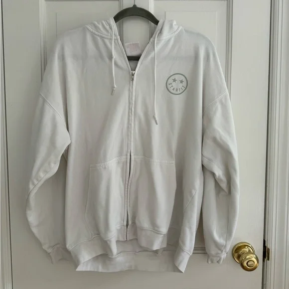Starfit Tops Starfit White Lightning Bolt Zip Up Hoodie Poshmark